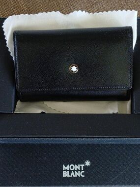Mont Blanc Black Leather Key Holder with Gold-Tone Hardware